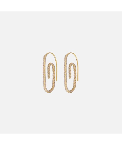 Luv AJ Pave Paperclip Earrings - Gold l'achat 