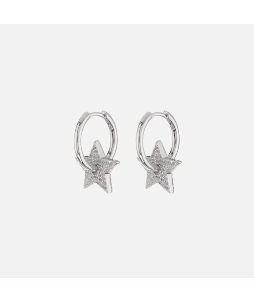 Luv AJ Pave Star Charm Hoops - Silver commande en ligne