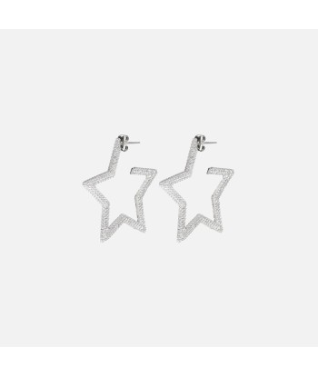 Luv AJ Pave Star Hoops - Silver livraison gratuite