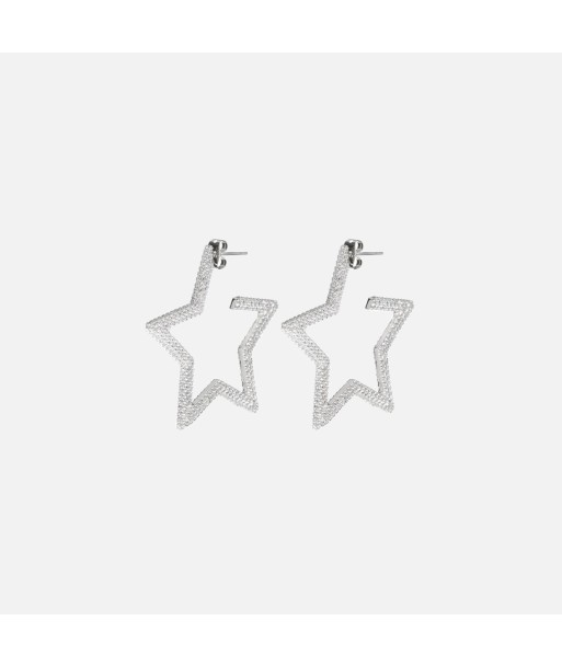 Luv AJ Pave Star Hoops - Silver livraison gratuite