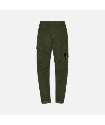 Stone Island Stretch Cotton Tela Garment Dyed Cargo Pants - Olive destockage