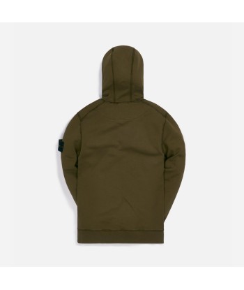 Stone Island Cotton Fleece Garment Dyed Hooded Sweatshirt - Olive Pour