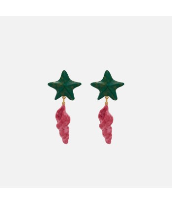 Saint Laurent Resin Star Shell Earrings - Pink de technologie