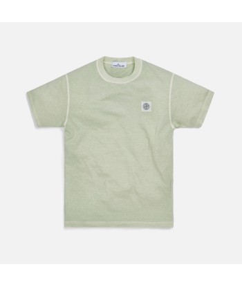 Stone Island Cotton Jersey Garment Dyed Fissato Tee - Light Green pas cher 