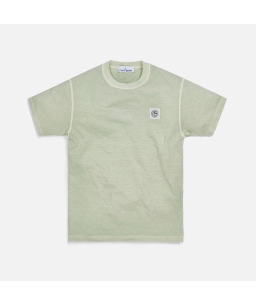 Stone Island Cotton Jersey Garment Dyed Fissato Tee - Light Green pas cher 