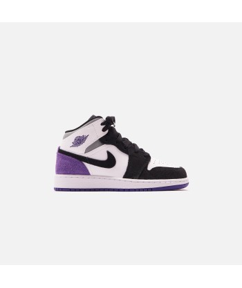 Nike Air Jordan 1 Mid SE BG - White / Court Purple / Black du meilleur 