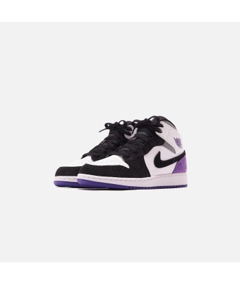 Nike Air Jordan 1 Mid SE BG - White / Court Purple / Black du meilleur 