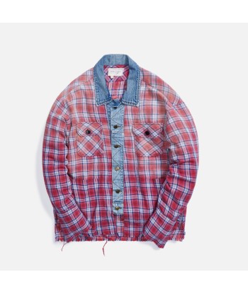 Greg Lauren Saloon Trucker Front Boxy Studio Shirt - Red Plaid du meilleur 