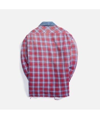 Greg Lauren Saloon Trucker Front Boxy Studio Shirt - Red Plaid du meilleur 