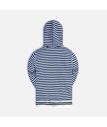 Loewe Reverse Fleece Anagram Striped Hoodie - Ecru / Navy Les magasins à Paris