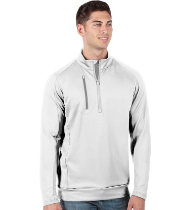 Antigua: Men's Generation 104366 1/2 Zip Long Sleeve Pullover - 224 White/Silver 2024