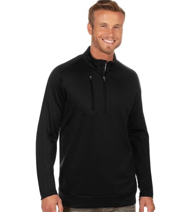 Antigua: Men's Generation 104366 1/2 Zip Long Sleeve Pullover - 010 Black 2 - 3 jours ouvrés.