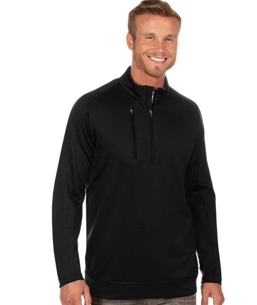 Antigua: Men's Generation 104366 1/2 Zip Long Sleeve Pullover - 010 Black 2 - 3 jours ouvrés.