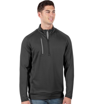 Antigua: Men's Generation 104366 1/2 Zip Long Sleeve Pullover - 749 Carbon/Silver Les êtres humains sont 