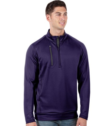 Antigua: Men's Generation 104366 1/2 Zip Long Sleeve Pullover - 68E Dark Purple/Carbon de votre