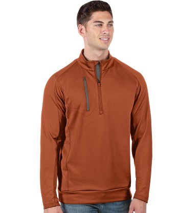 Antigua: Men's Generation 104366 1/2 Zip Long Sleeve Pullover - 77E Burnt Orange/Carbon en linge