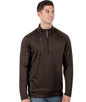 Antigua: Men's Generation 104366 1/2 Zip Long Sleeve Pullover - 75E Brown/Carbon livraison gratuite