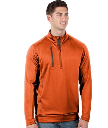 Antigua: Men's Generation 104366 1/2 Zip Long Sleeve Pullover - 69E Mango/Carbon rembourrage situé sous