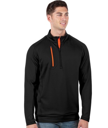 Antigua: Men's Generation 104366 1/2 Zip Long Sleeve Pullover - 673 Black/Mango Les magasins à Paris et en Île-de-France