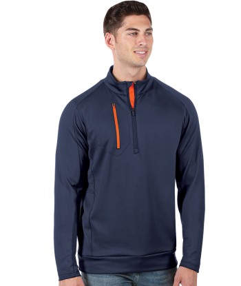 Antigua: Men's Generation 104366 1/2 Zip Long Sleeve Pullover - 537 Navy/Mango commande en ligne