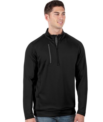 Antigua: Men's Generation 104366 1/2 Zip Long Sleeve Pullover - 229 Black/Carbon les ctes