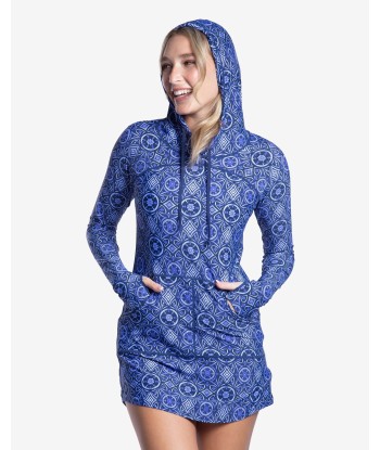 BloqUV x JANTZEN Collab: Women's UPF 50+ Hoodie Dress (2009J) - Moroccan Tiles Véritable concentré