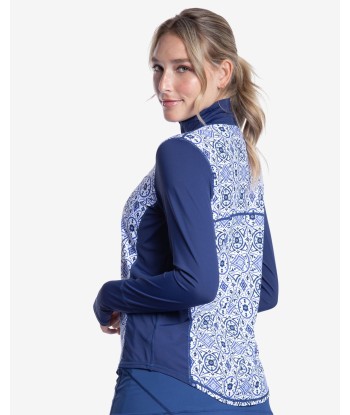 BloqUV x JANTZEN Collab: Women's UPF 50+ Relaxed Mock Zip Top (3002J) - Moroccan Tiles pas cher chine