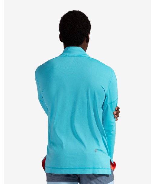 BloqUV: Men's UPF 50 Long Sleeve Mock Zip Top (12001) - Light Turquoise pour bénéficier 