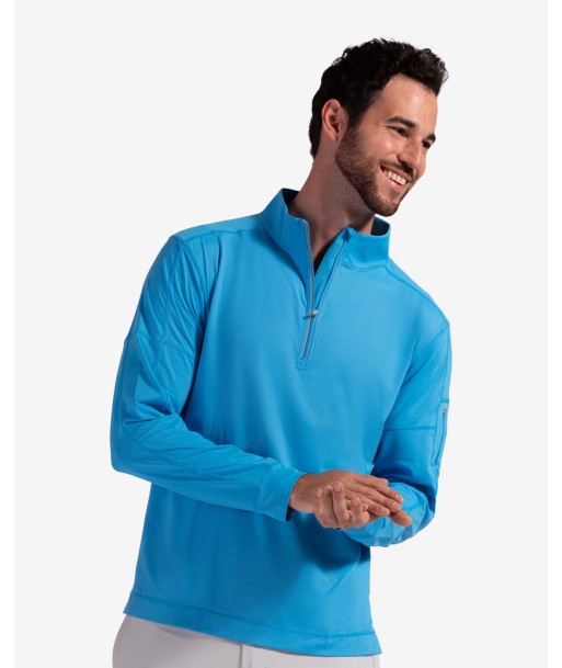 BloqUV: Men's UPF 50 Long Sleeve Mock Zip Top (12001) - Ocean Blue 2024