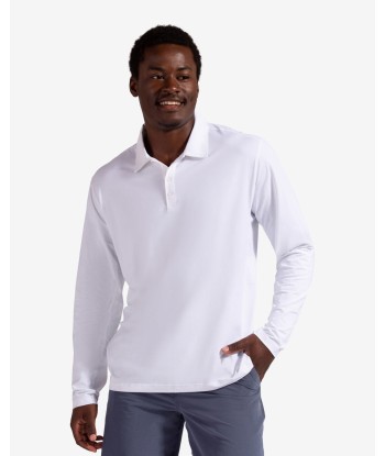 BloqUV: Mens UPF 50 Long Sleeve Collared Shirt (12004) - White brillant des détails fins