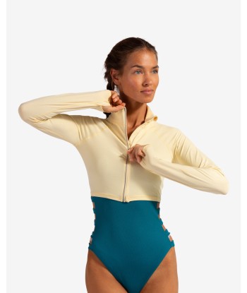 BloqUV: Women's UPF 50 Full Zip Crop Top (4010) - Lemon Yellow Vous souhaitez 