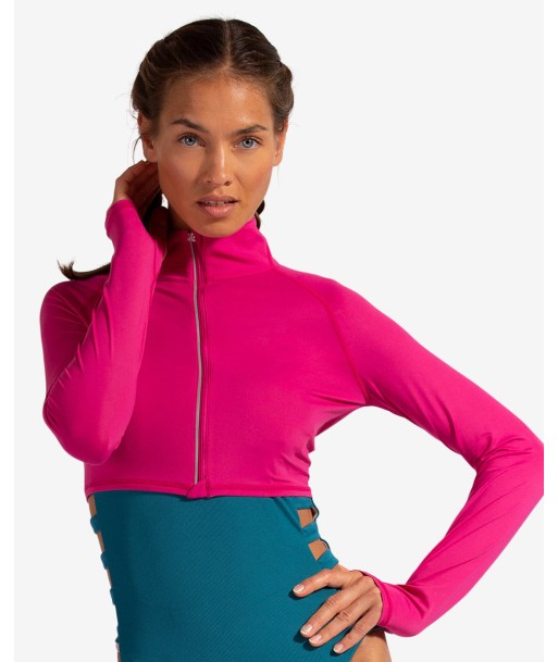 BloqUV: Women's UPF 50 Full Zip Crop Top (4010) - Passion Pink paiement sécurisé