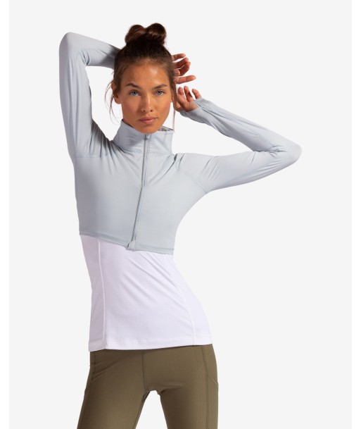 BloqUV: Women's UPF 50 Full Zip Crop Top (4010) - Soft Gray destockage