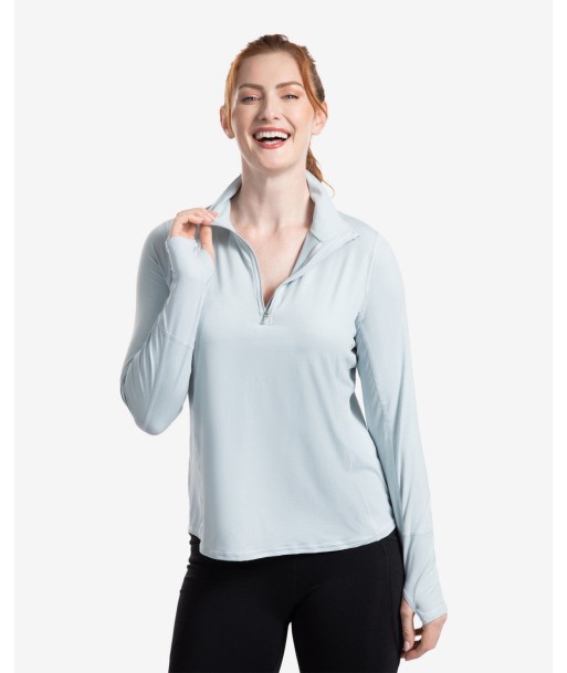 BloqUV: Women's UPF 50 Relaxed Mock Zip Top (3002) - Soft Gray livraison et retour toujours gratuits