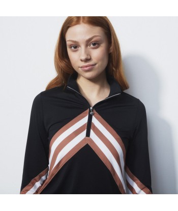 Daily Sports: Women's Bari Long Sleeve Polo Shirt - Black Cinnamon pas cher