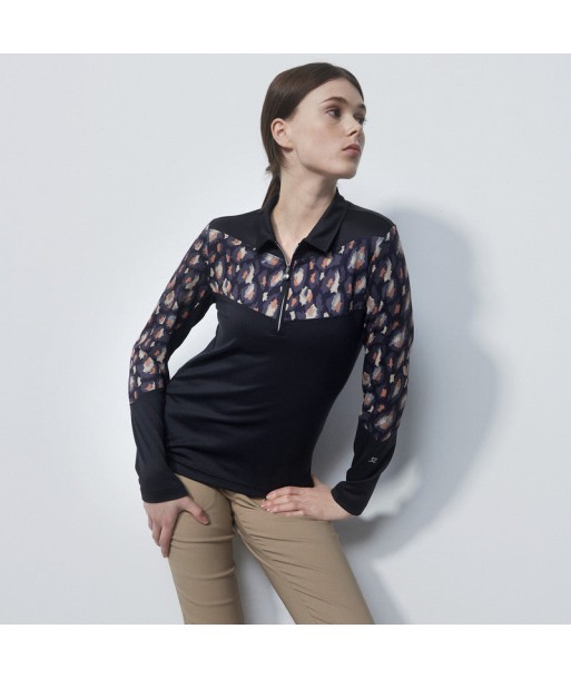 Daily Sports: Women's Bondy Long Sleeve Polo Shirt - Black Cinnamon brillant des détails fins