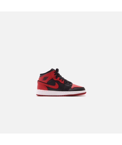 Nike Grade School Air Jordan 1 Mid BG - Black / Gym Red / White Pour