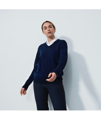 Daily Sports: Women's Boston V-Neck Sweater - Marine Blue la colonne vertébrale