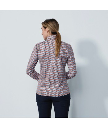 Daily Sports: Women's Delta Print Long Sleeve Polo Shirt - Navy and Orange en ligne des produits 