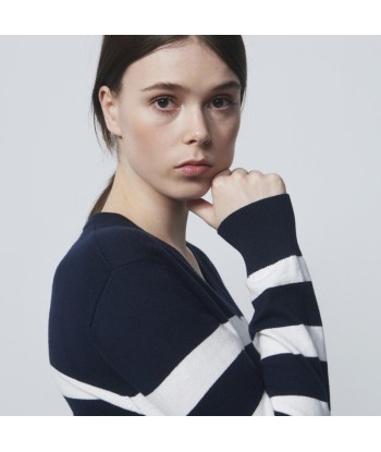 Daily Sports: Women's Ferrarra Stripe Pullover - Navy White brillant des détails fins