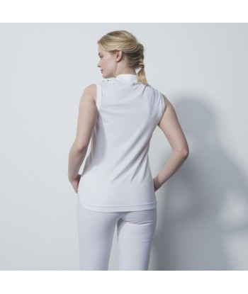 Daily Sports: Women's Intres Frilled Sleeveless Polo Shirt- White pas cher 