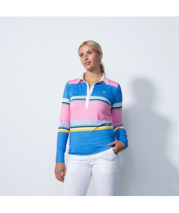 Daily Sports: Women's Long Sleeve Striped Top - Blue Pink de pas cher