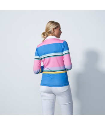 Daily Sports: Women's Long Sleeve Striped Top - Blue Pink de pas cher