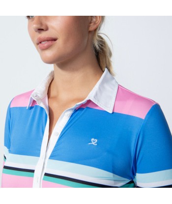 Daily Sports: Women's Long Sleeve Striped Top - Blue Pink de pas cher