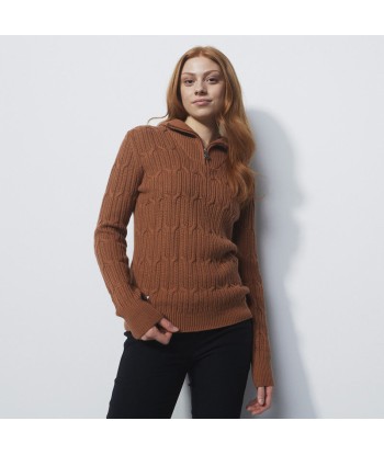 Daily Sports: Women's Olivet Cable Knit Pullover Lined - Cinnamon la colonne vertébrale