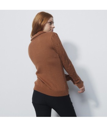 Daily Sports: Women's Olivet Cable Knit Pullover Lined - Cinnamon la colonne vertébrale