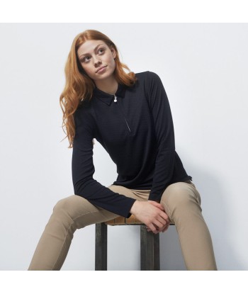 Daily Sports: Women's Peoria Long Sleeve Polo Shirt - Black destockage