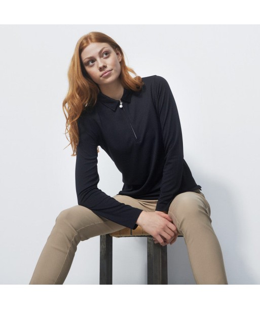 Daily Sports: Women's Peoria Long Sleeve Polo Shirt - Black destockage