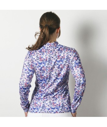 Daily Sports: Women's Ravenna Long Sleeve Polo Shirt - Blue Flower paiement sécurisé