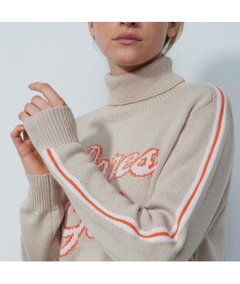 Daily Sports: Women's Raw Beige Fernie Graphic Roll Neck Sweater - Raw Beige Les êtres humains sont 